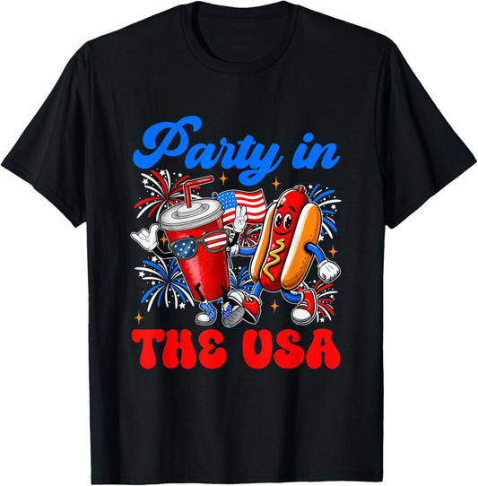 Cute Soda And Hotdog Patriotic T-Shirt