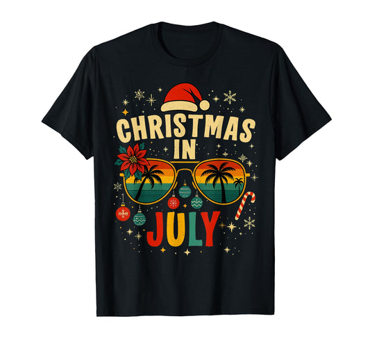 Christmas In July Sunglasses Beach Santa Hat Men Women Kid T-Shirt