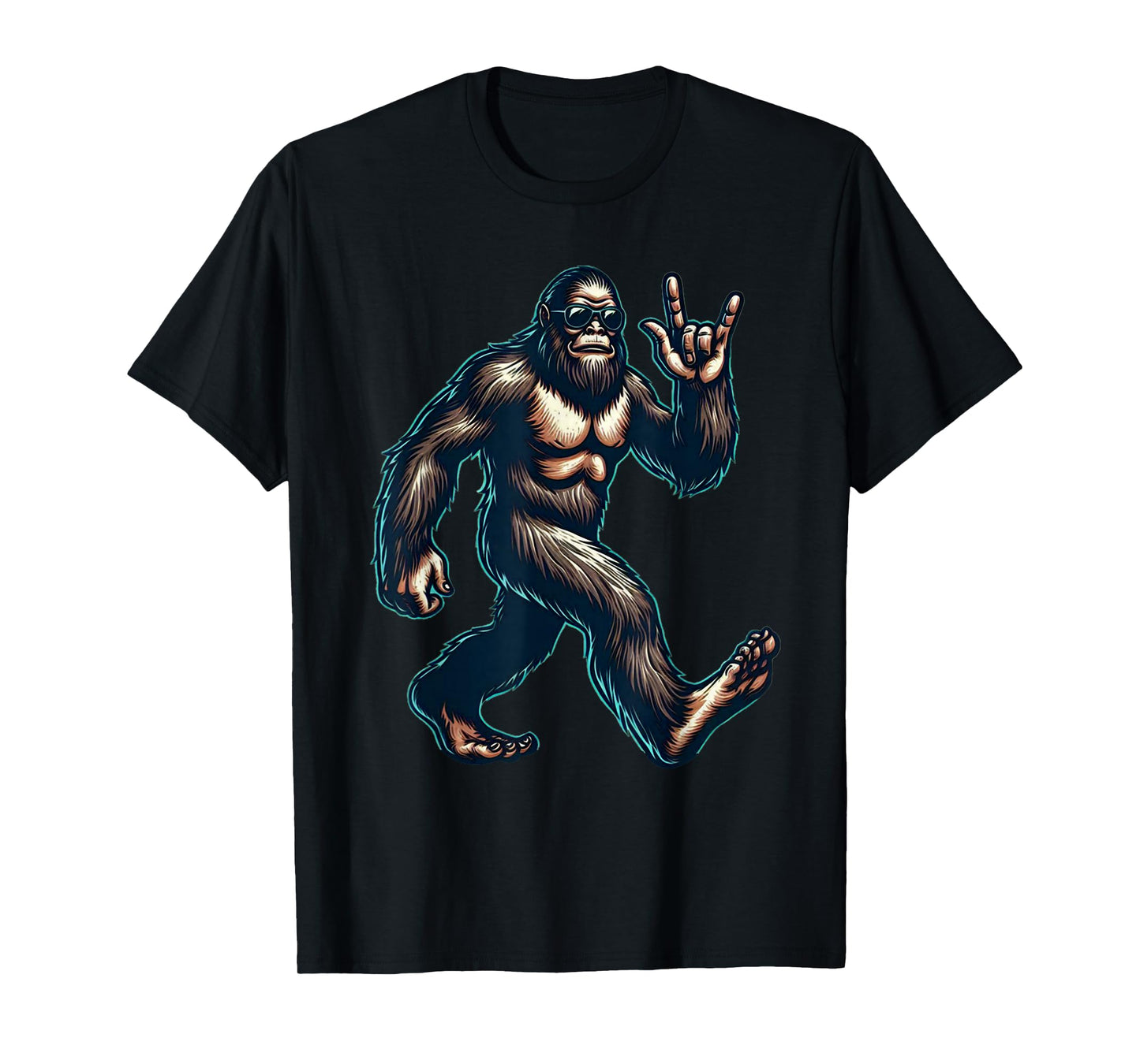 Bigfoot Sasquatch Loves Rock And Roll Dads Funny BigFoot T-Shirt