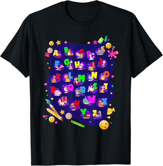 Alphabet Animals I Back To School Students Girls Boys T-Shirt