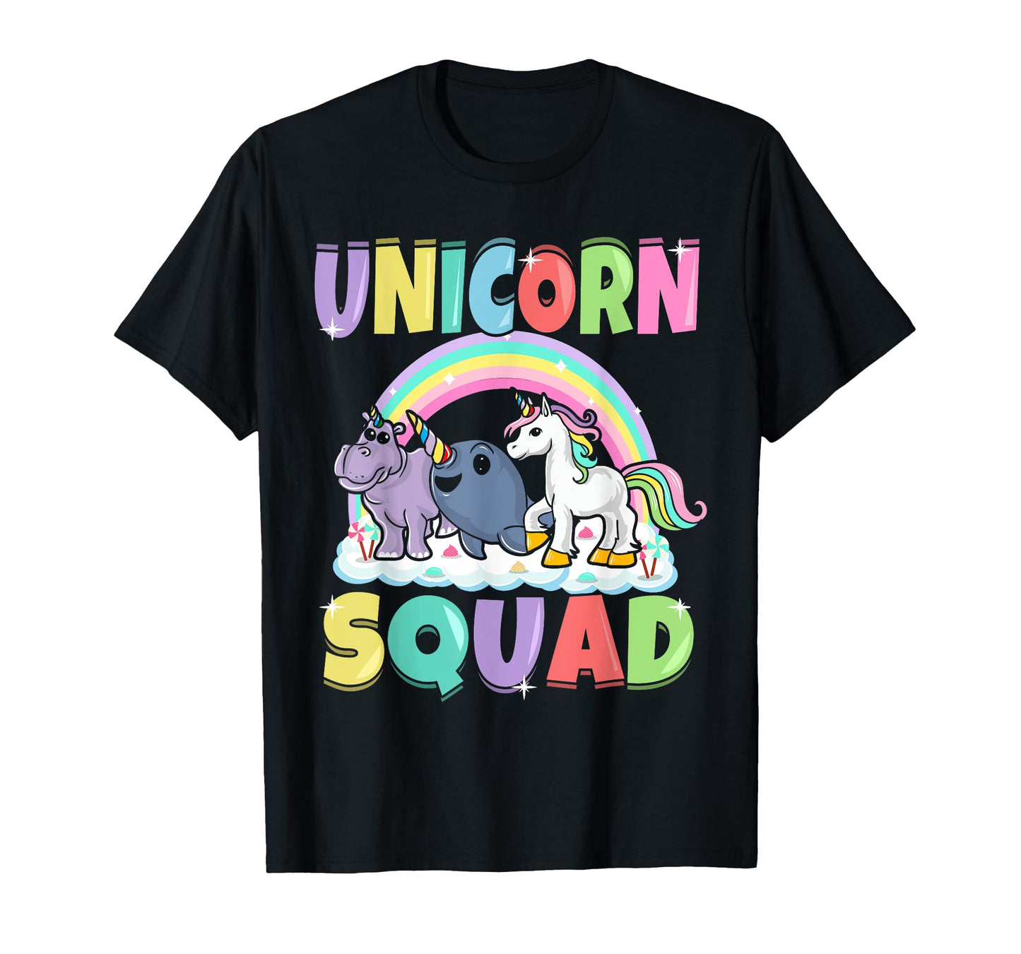 Unicorn Squad Rhino Narwhal Magical Creatures Cute Girly T-Shirt
