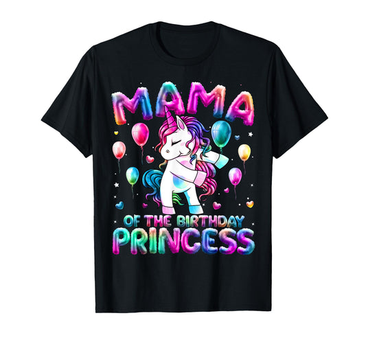 Mama of the Birthday Princess Girl Flossing Unicorn Mom T-Shirt