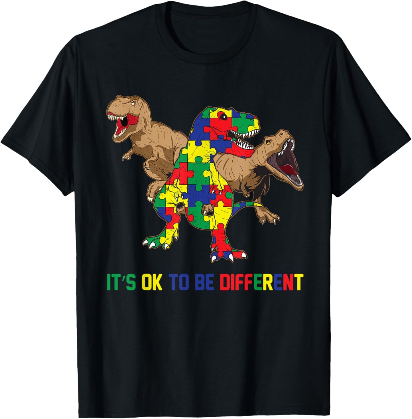 Autism Awareness Dinosaur Lovers Dino Gift Boys Girls Kids T-Shirt