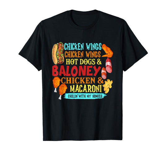 Chicken Wings Hot Dogs & Baloney Chicken & Macaroni, T-Shirt