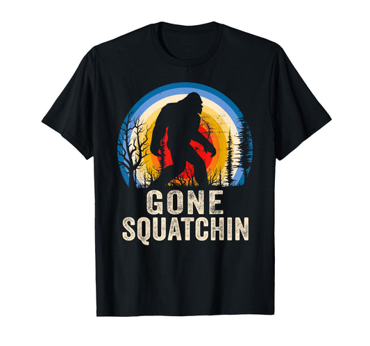 Gone Squatchin to Find Bigfoot Sasquatch Retro T-Shirt