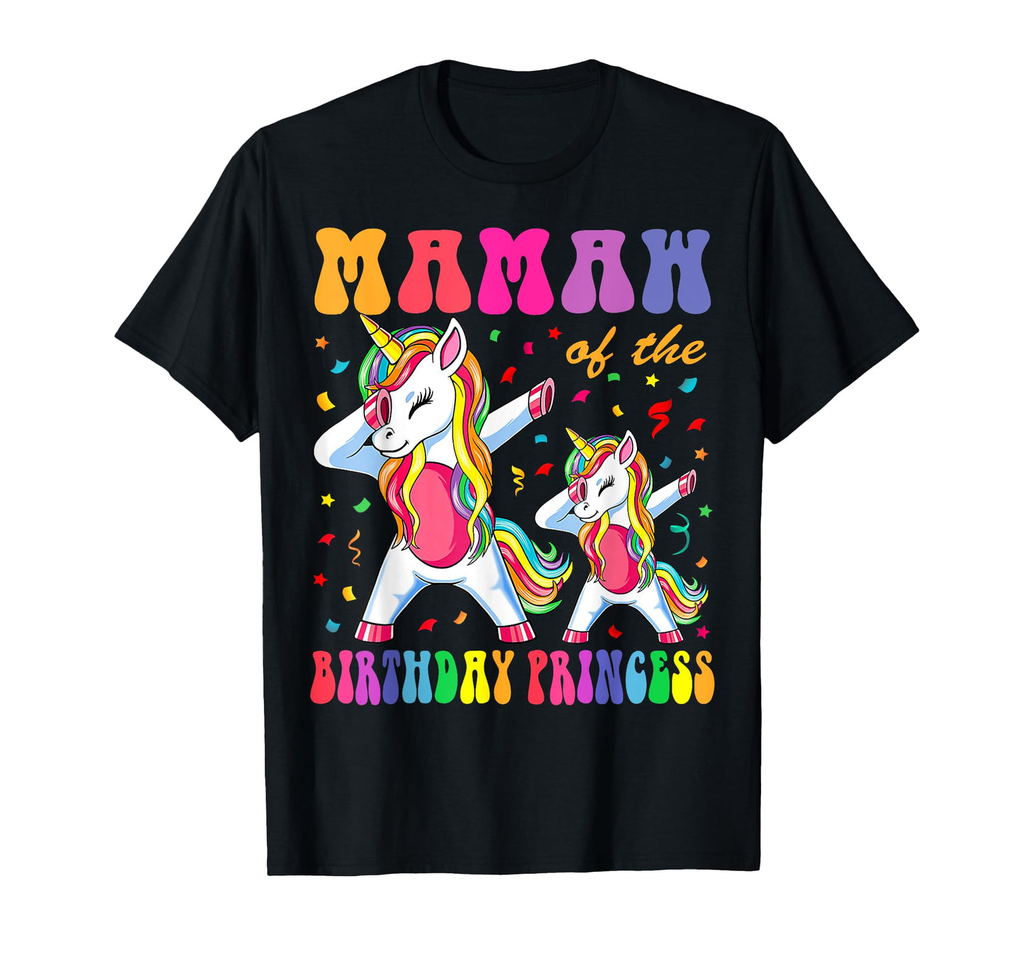 Mamaw of the Birthday Princess Girl Dabbing Unicorn Family T-Shirt
