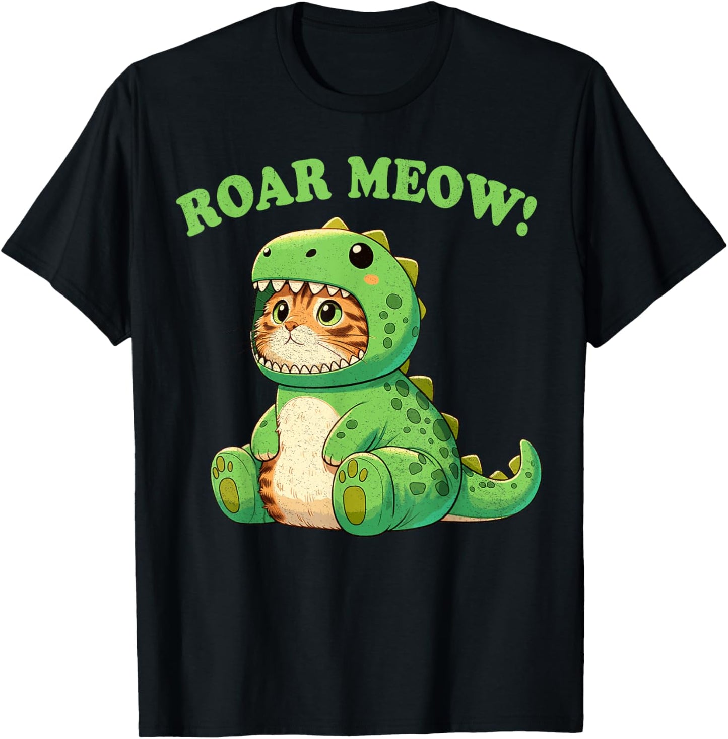 Roar Meow! Funny Cat Shirts For Kids - Cat Dinausor Trex T-Shirt