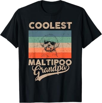 Coolest Maltipoo Grandpa Gifts Dad Funny Dog Grandpa Retro Men Women Kids T-Shirt