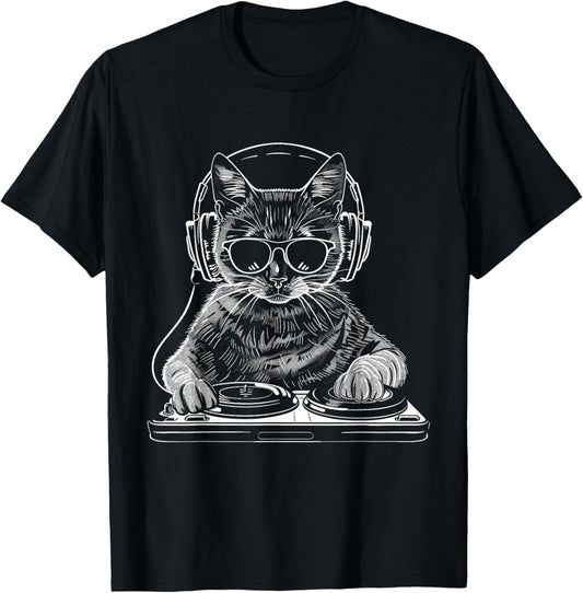 EDM Techno House Music Funny Cat Lover T-Shirt