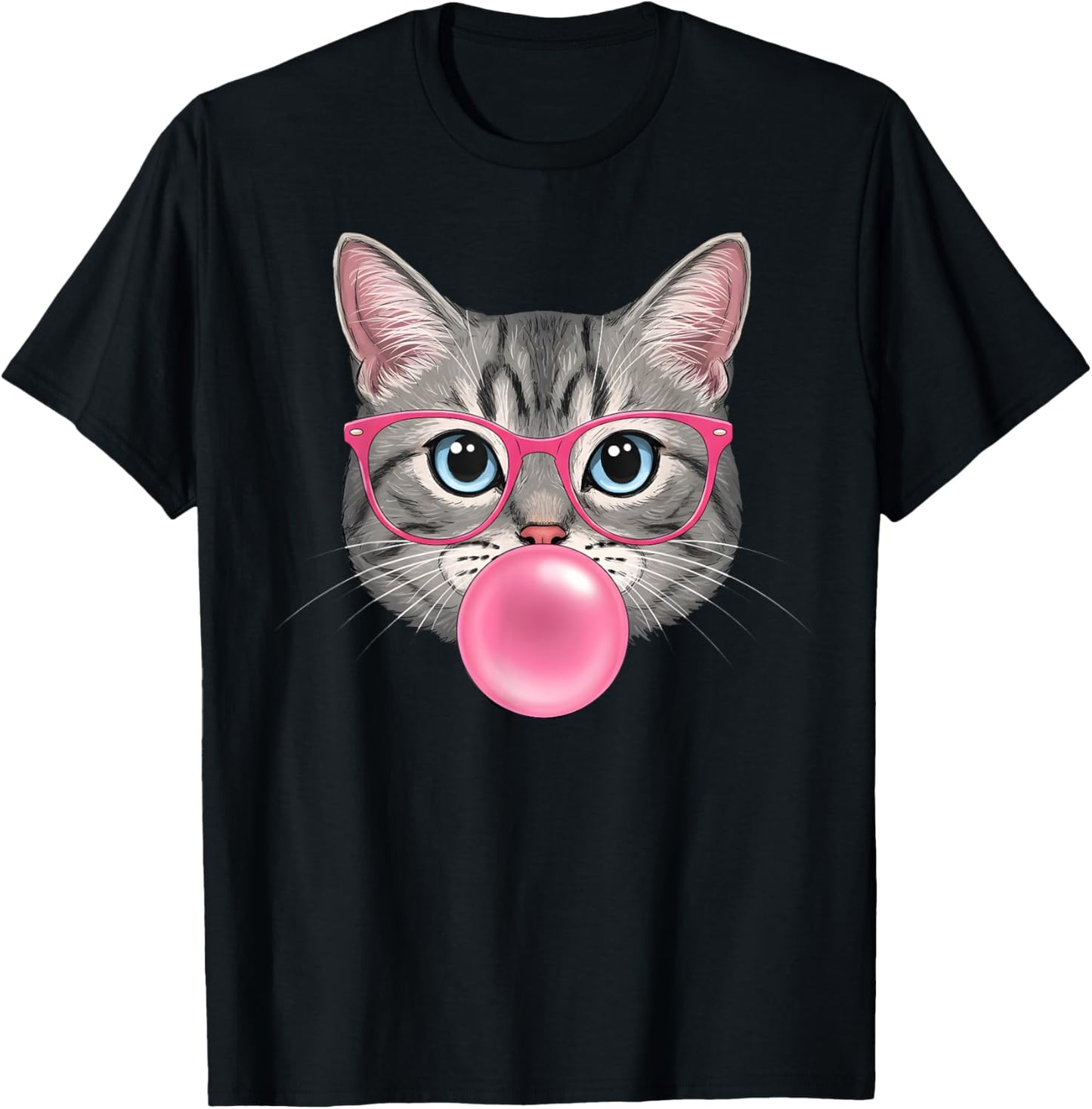 Cat with Glasses and Bubblegum T-Shirt