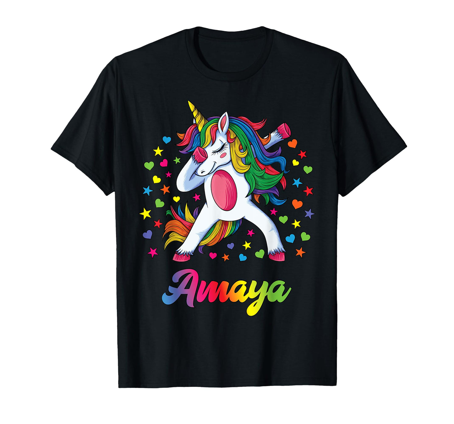 Amaya Dabbing Unicorn Rainbow Personalized Name Custom T-Shirt