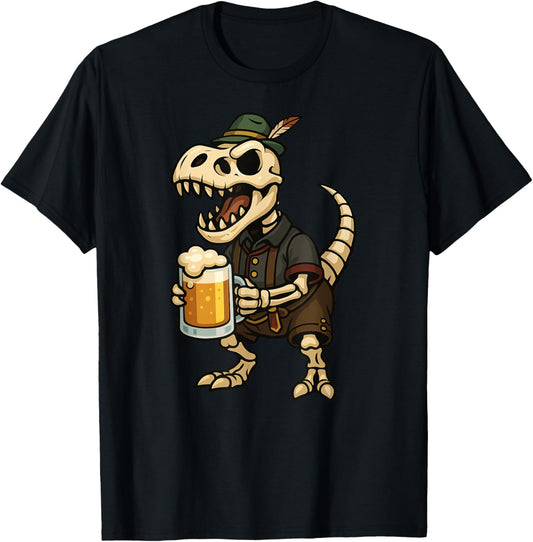 Dinosaur Skeleton Trex Bavarian German Costume Beer Boys Men T-Shirt
