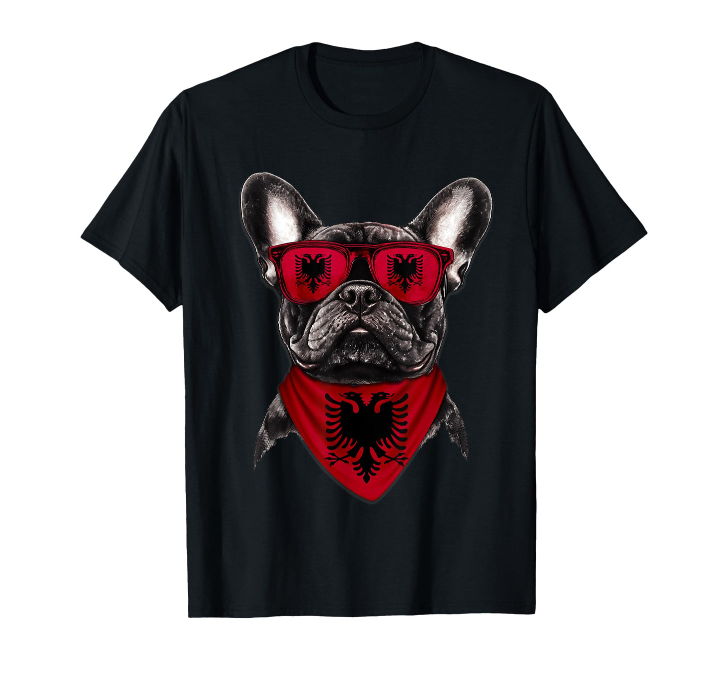 Albanian Flag American French Bulldog Heritage Albania T-Shirt for Men Women Kids