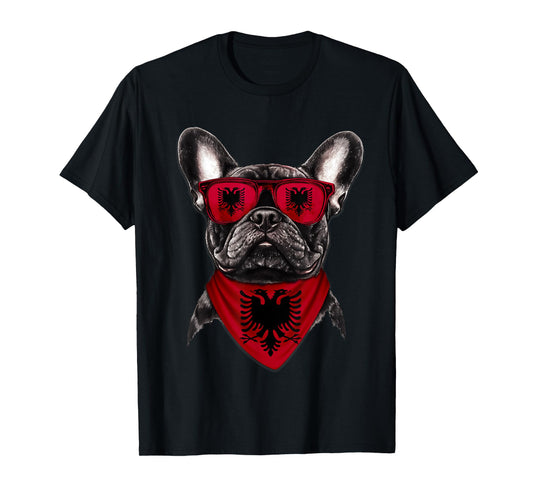 Albanian Flag American French Bulldog Heritage Albania T-Shirt for Men Women Kids