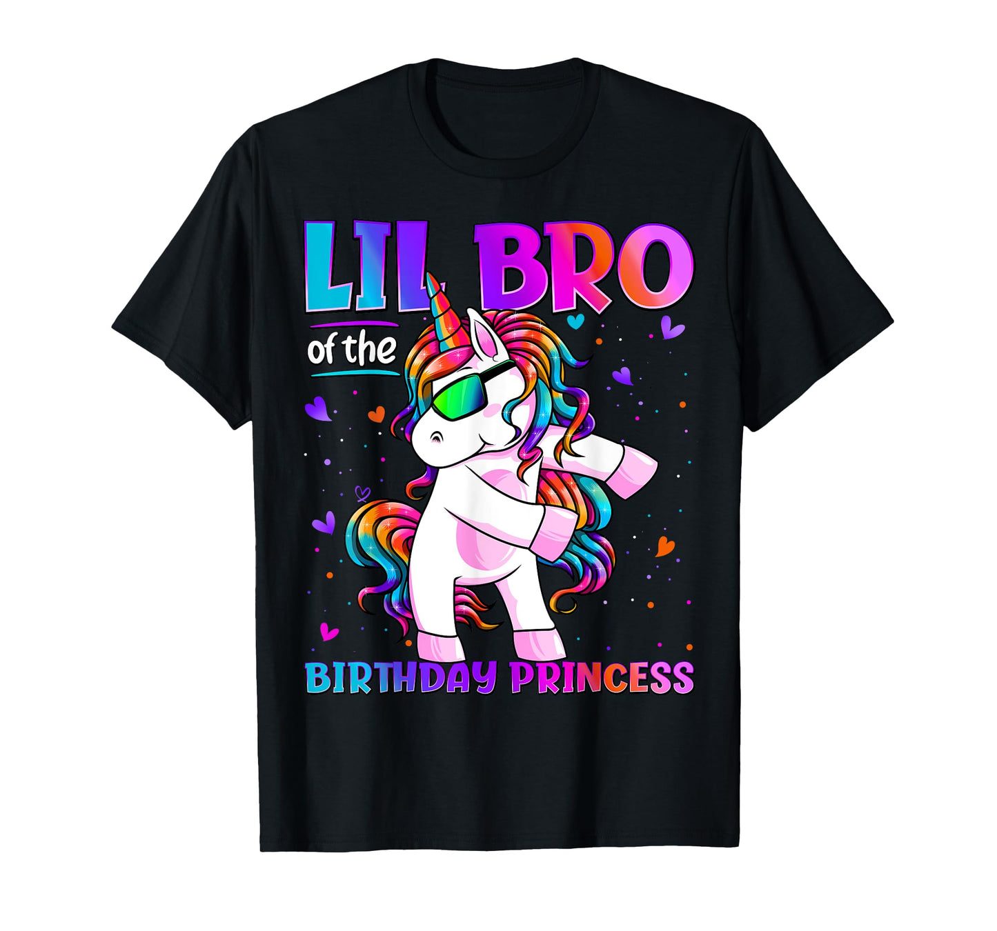 Lil Bro Of Birthday Princess Flossing Unicorn Lil Brother T-Shirt