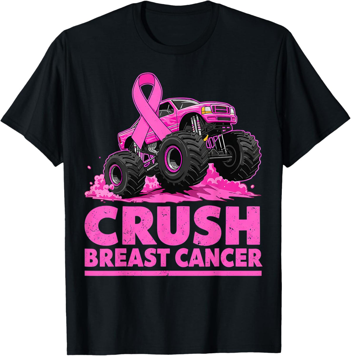 Crush Breast Cancer Awareness Monster Truck Toddler Boy Kids T-Shirt