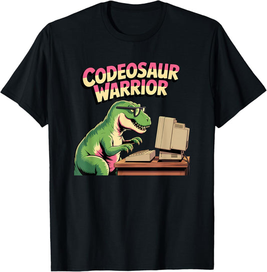 Codeosaur Warrior Funny Dinosaur Coding Programmers Vintage T-Shirt