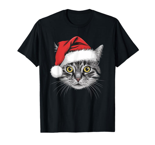 Joyful Cat Santa on Cat Christmas Men Women Kids T-Shirt