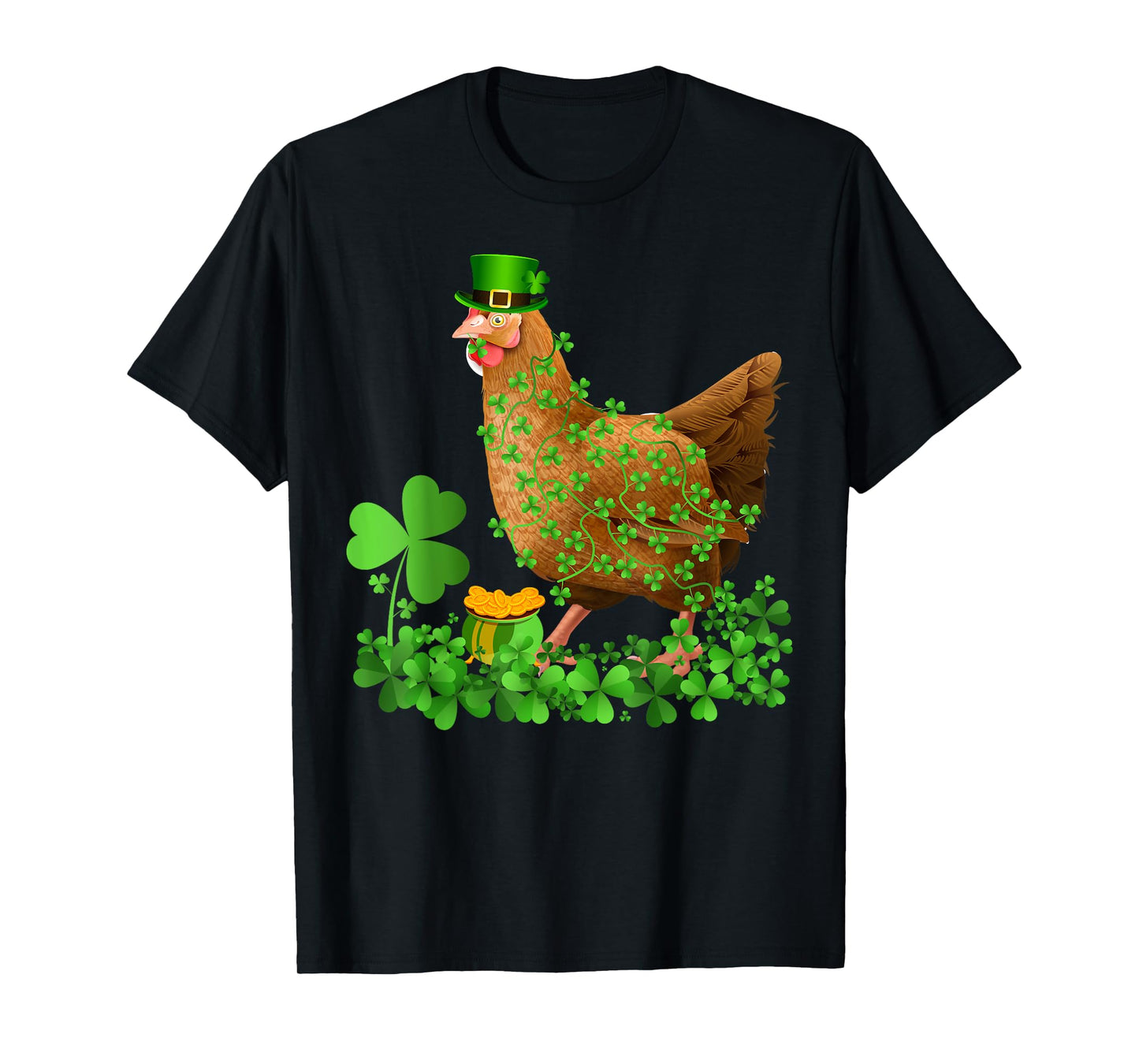 Irish Shamrock Leaf Leprechaun Hat Chicken St. Patrick's Day T-Shirt