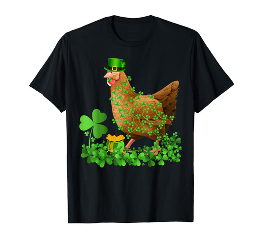 Irish Shamrock Leaf Leprechaun Hat Chicken St. Patrick's Day T-Shirt