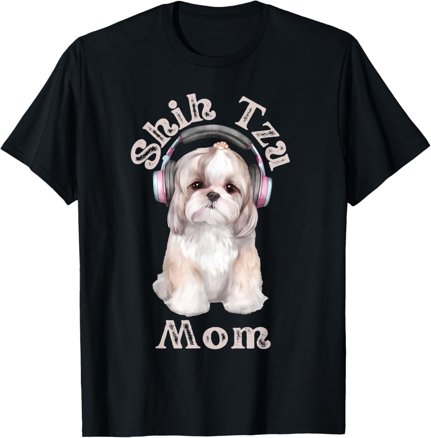 Shih Tzu Mom Vintage Shih Tzu Wearing Headset Shih Tzu Gifts T-Shirt