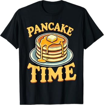 Pancake Lover Apparel Unisex-Adult Pancake Themed T-Shirt, Black, Small, Short Sleeve