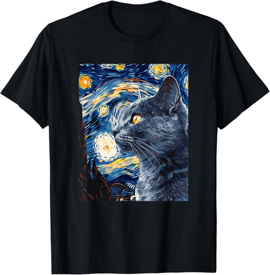 Starry Night Cat Lover T-Shirt