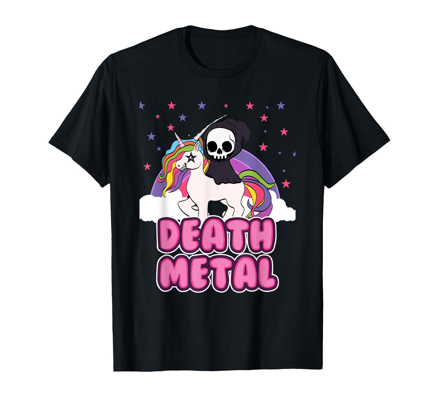 Death Metal - Unicorn Grim Reaper Rainbow Heavy Metal T-Shirt