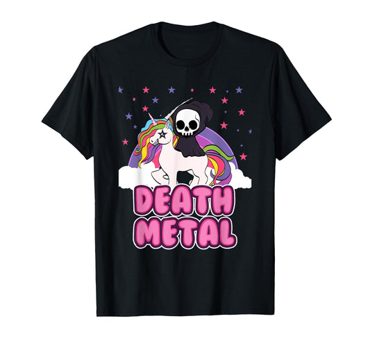 Death Metal - Unicorn Grim Reaper Rainbow Heavy Metal T-Shirt