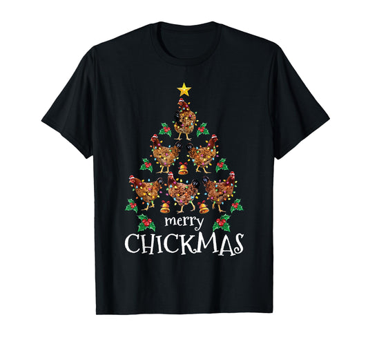 Christmas Chicken Tree Xmas Funny Merry Chickmas T-Shirt