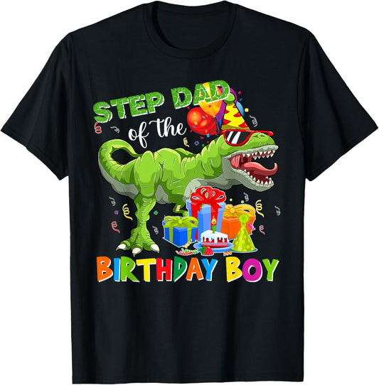 Step Dad Of The Birthday Boy T-rex Rawr Dinosaur Birthday T-Shirt