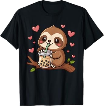 Cute Sloth Boba Tea Bubble Tea Anime Kawaii Neko Gift Idea T-Shirt