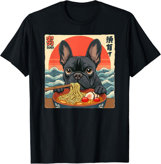 French Bulldog Frenchton Terrier Ramen Noodle Dog Funny T-Shirt