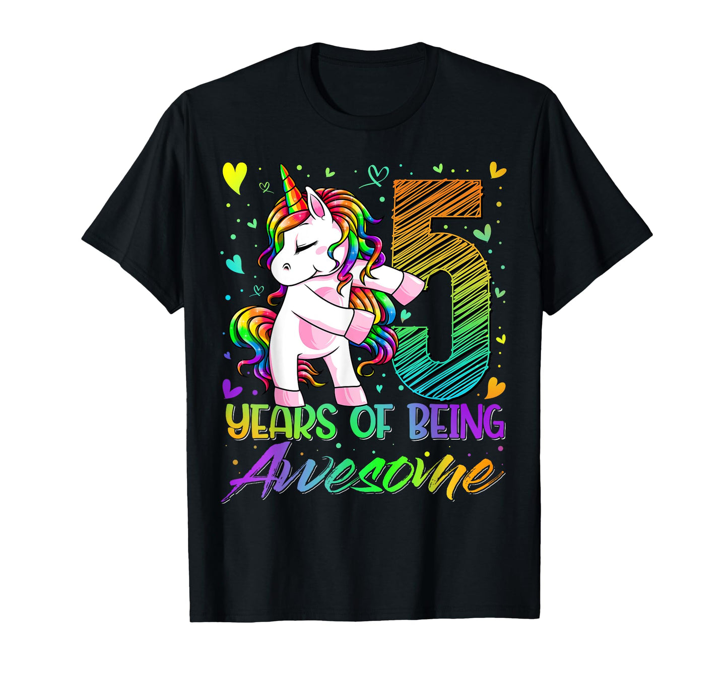 5 Year Old Gifts Unicorn Flossing 5th Birthday Girl Party T-Shirt