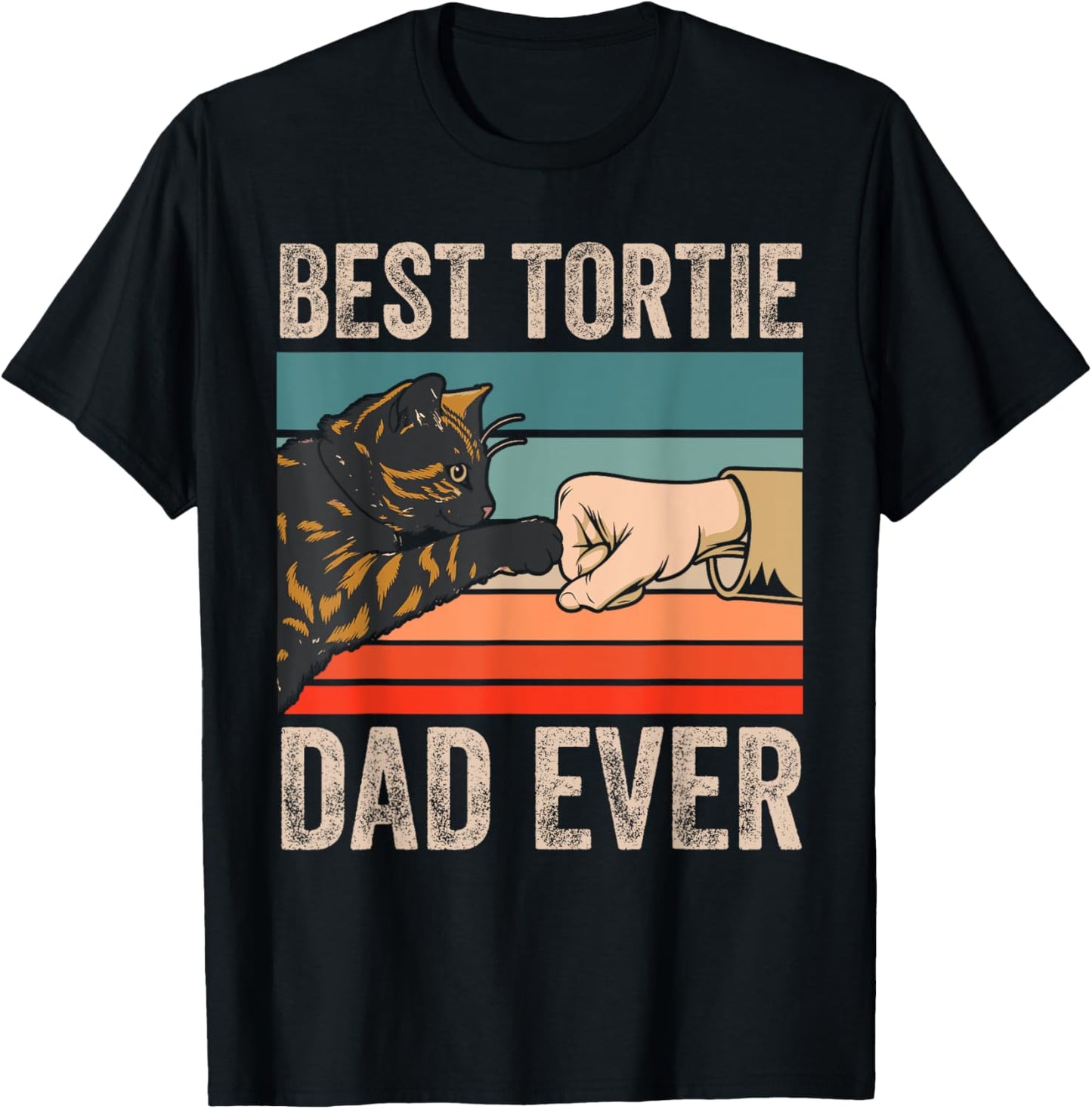 Best Tortie Dad Ever Tortoiseshell Cat Lover Retro T-Shirt