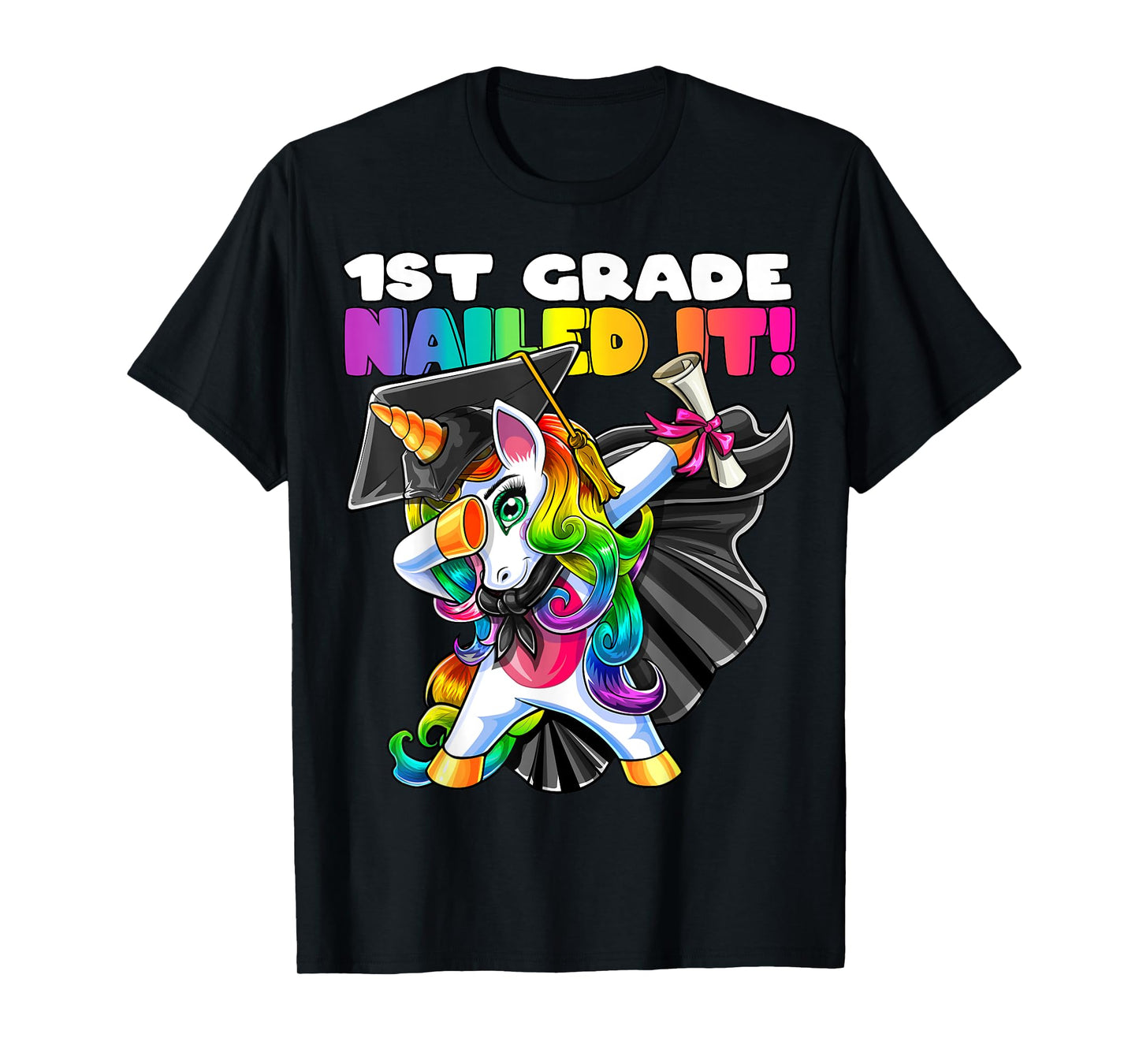 Dabbing Unicorn 1st Grade Graduation Cap Gown Gift Girls T-Shirt