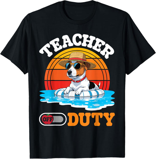 Jack Russell Terrier Dog Beach Summer Break Teacher Off Duty T-Shirt