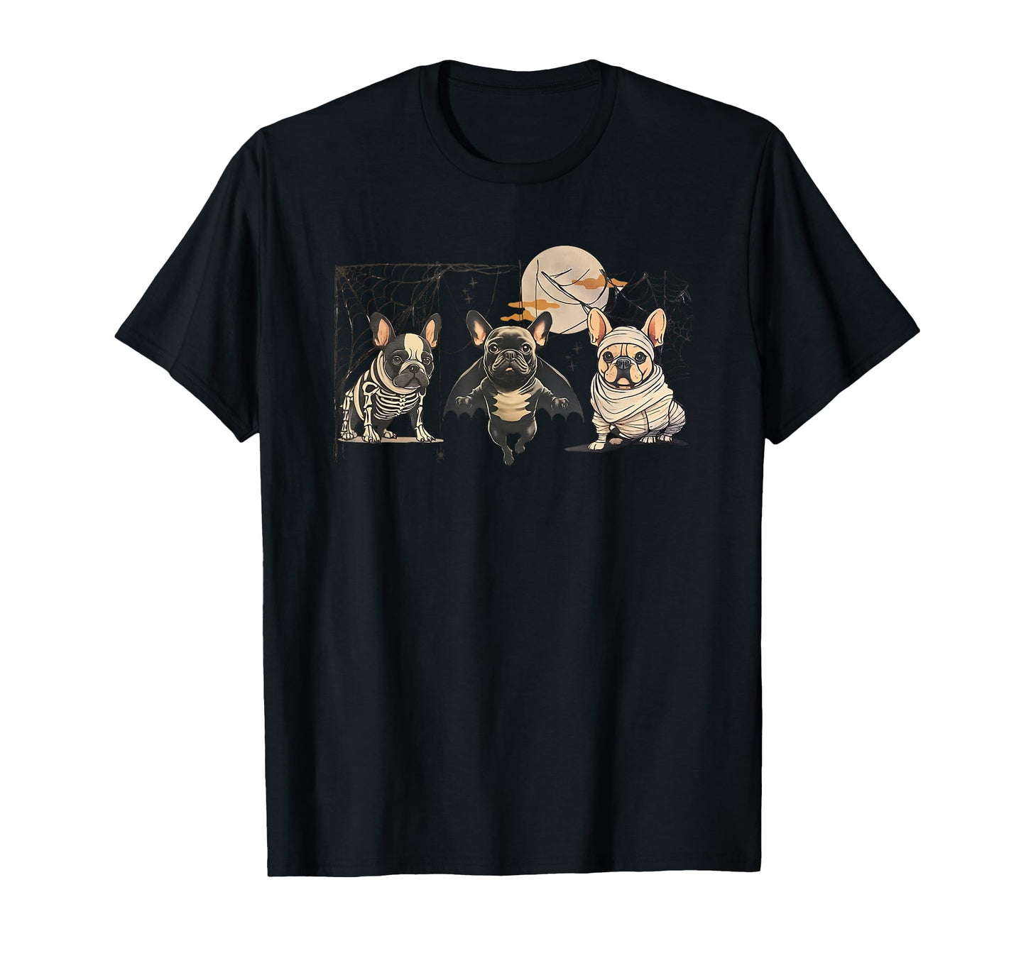 Frenchie Halloween Bleached French Bulldog Spooky T-Shirt