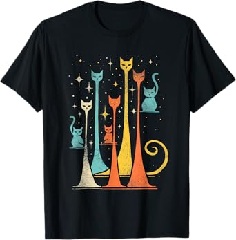 Retro Cat Boho Kitties Vintage Distressed Graphic Men Women Kids T-Shirt