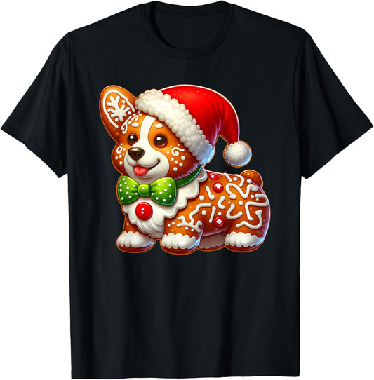 Funny Gingerbread Man Corgi Christmas Dog Womens Mens Kids T-Shirt