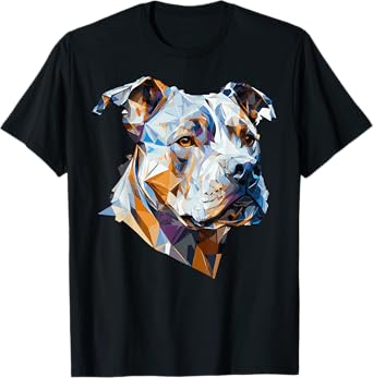 Geometric Pitbull Pet Dog Abstract Polygonal Dog Breed T-Shirt