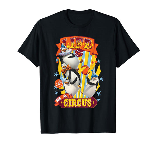 Madagascar Penguin's Life Is a Circus Tex Poster T-Shirt