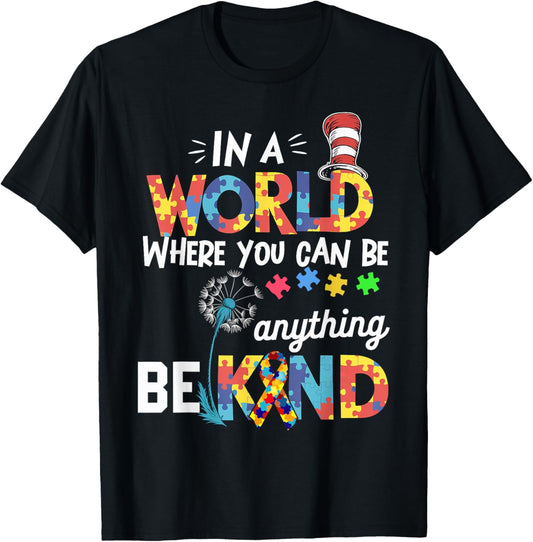 Autism Awareness Why Fit In Doctor Teacher Cat In Hat Cool T-Shirt