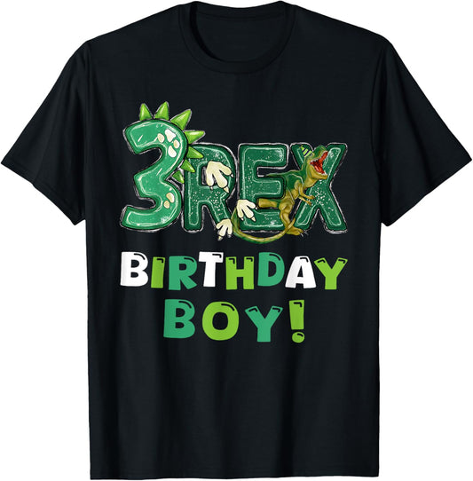 Three Rex 3rd Birthday Third Dinosaur 3 Year Old T-Shirt