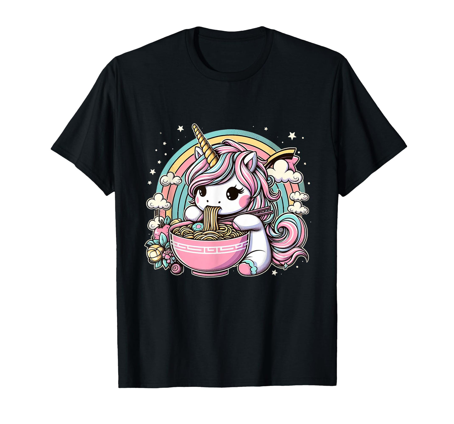 Unicorn Ramen Kawaii Neko Japanese Noodles Aesthetic T-Shirt