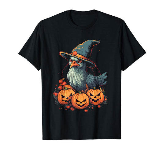 Chicken Witch Halloween Costume Farm Animal Pumpkin Farmer T-Shirt