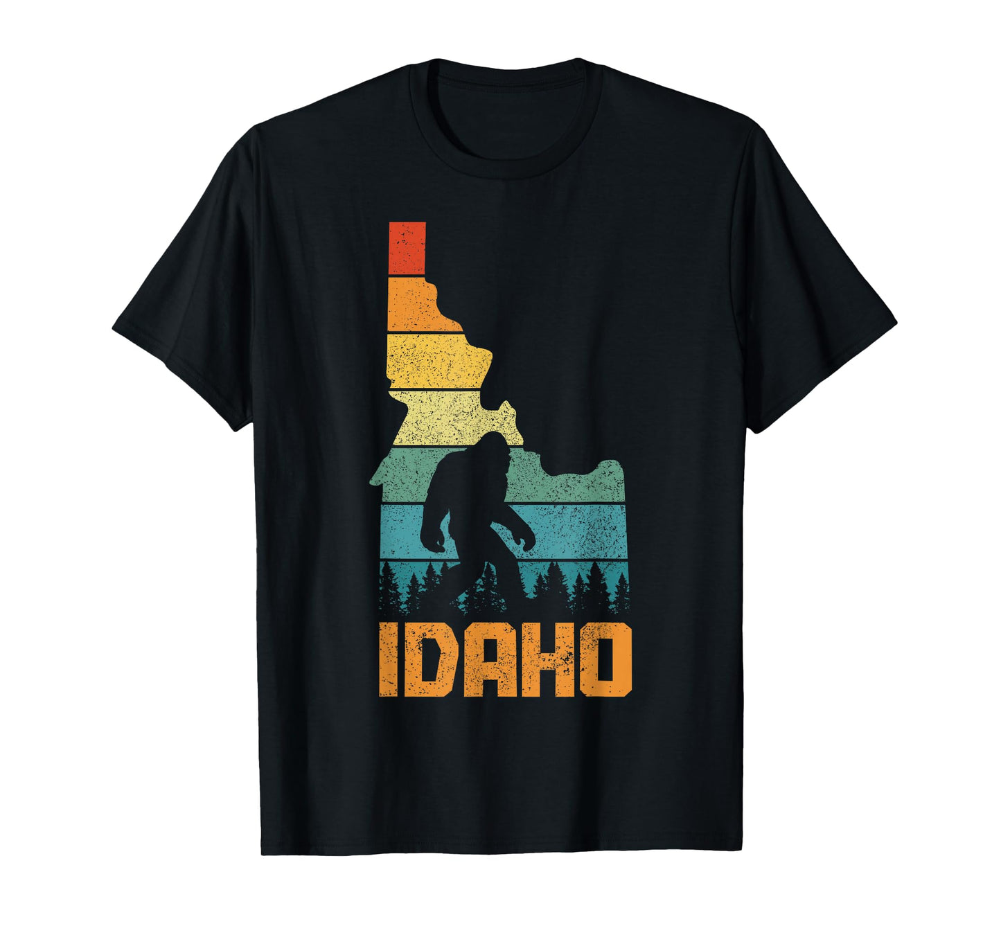 Idaho Bigfoot State Map Hunting Hunter Funny Pride Vintage T-Shirt