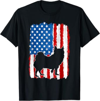 Long Haired Hair Chihuahua For Men Women American USA Flag T-Shirt