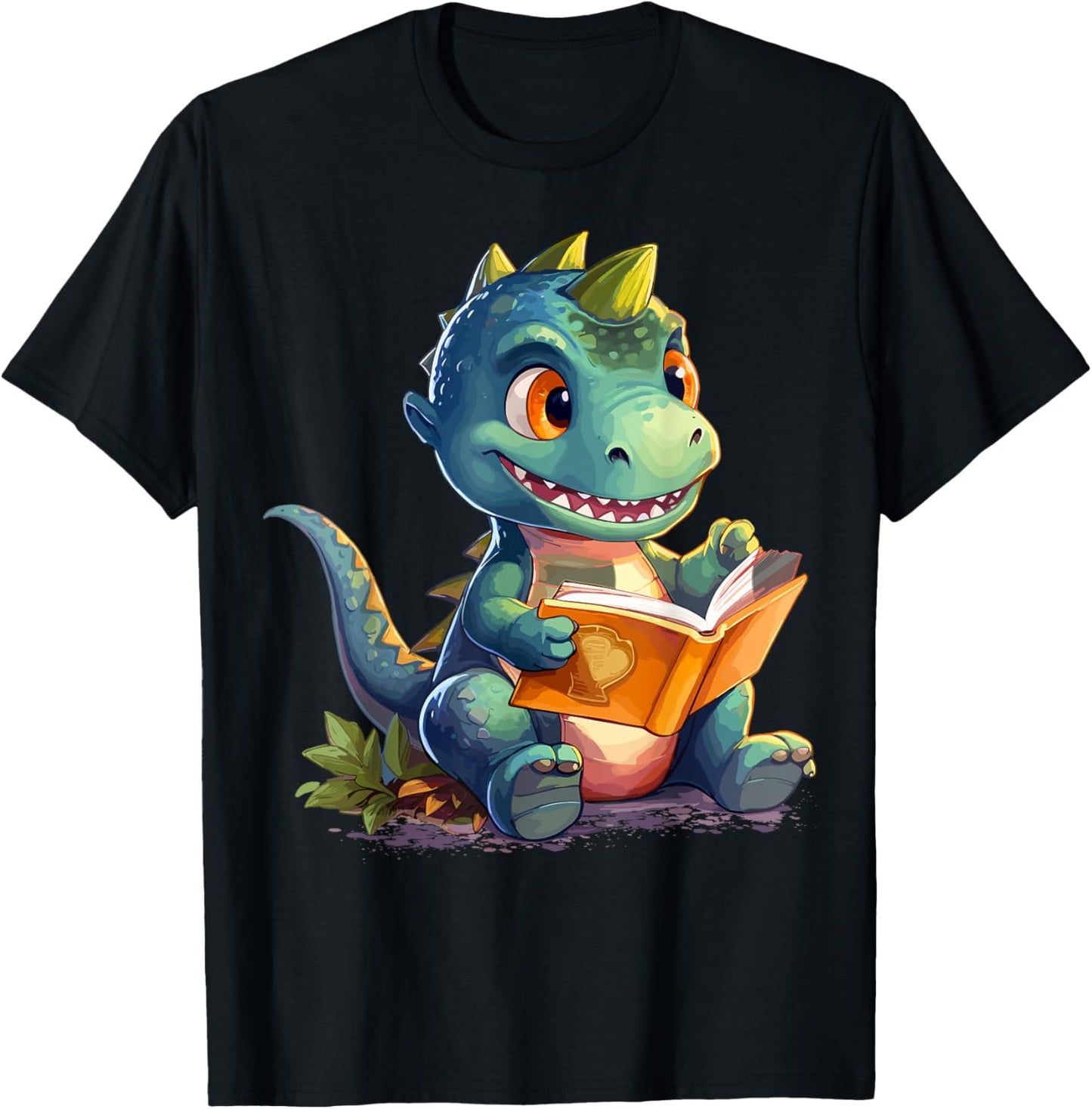 Dino Book Reading Dinosaur Aesthetic Cute Dinosaur Book T-Shirt