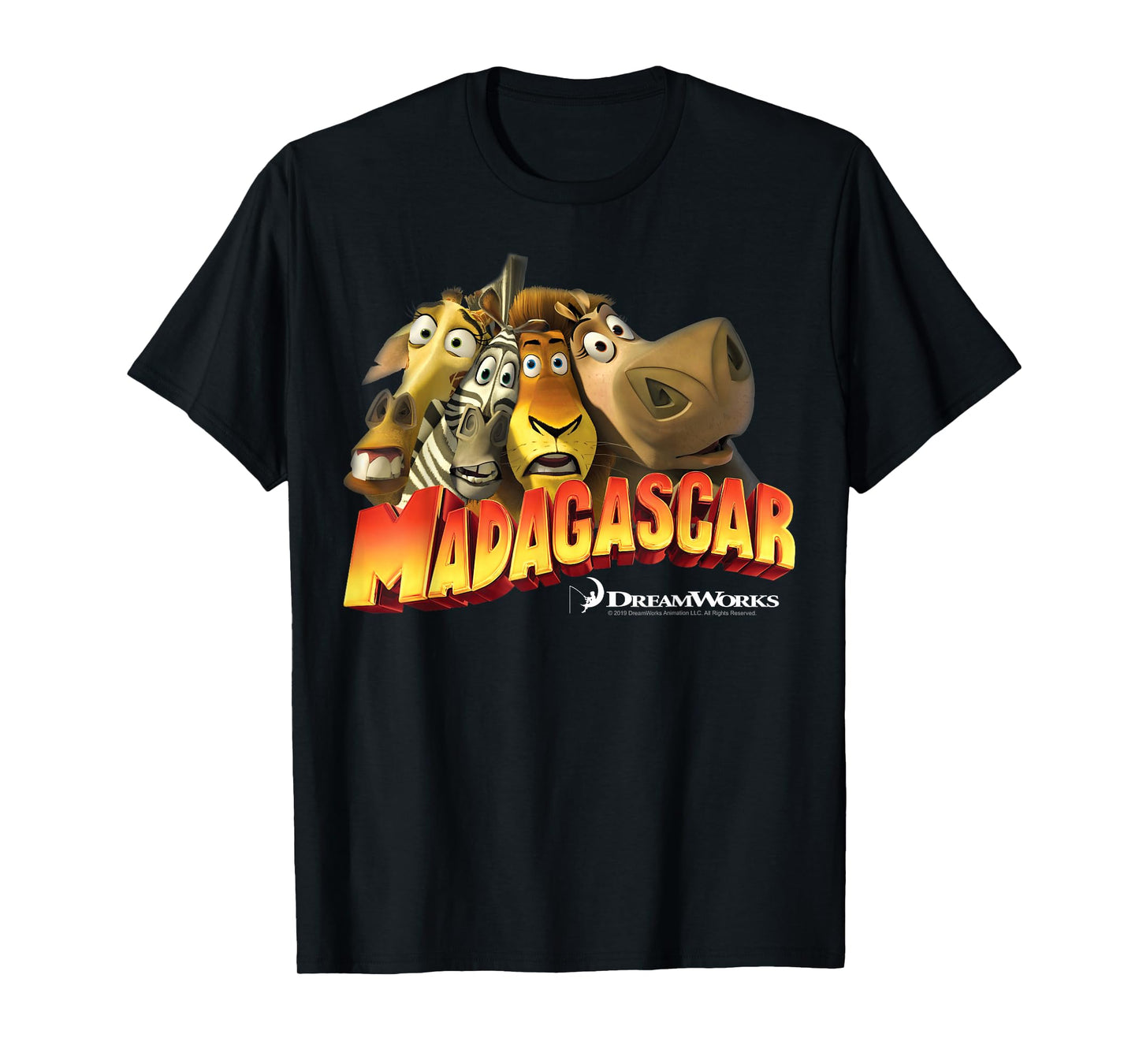 Madagascar Squished Group Shot Classic Movie Logo T-Shirt